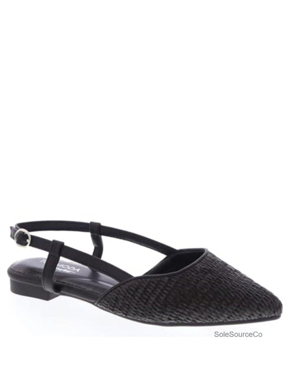 Woven Raffia Pointed Toe Slingback Flat Sandals
